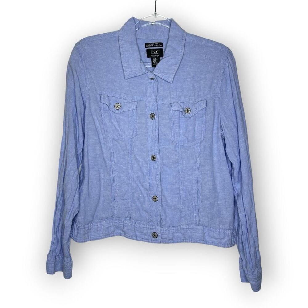 Jones New York Linen Lightweight Biker Motorcycle Style Jacket Blue Women’s XL